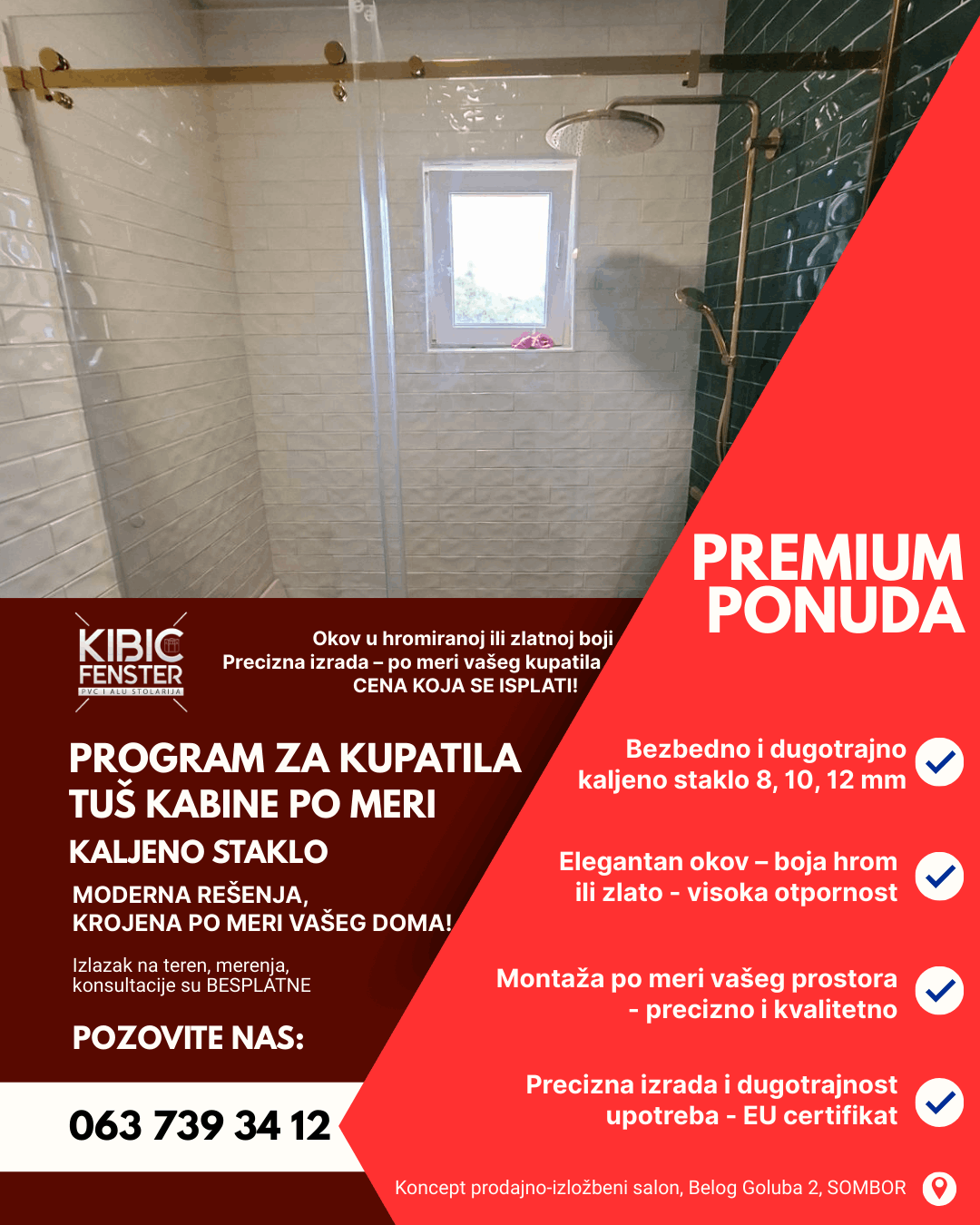 kupatila kaljena stakla